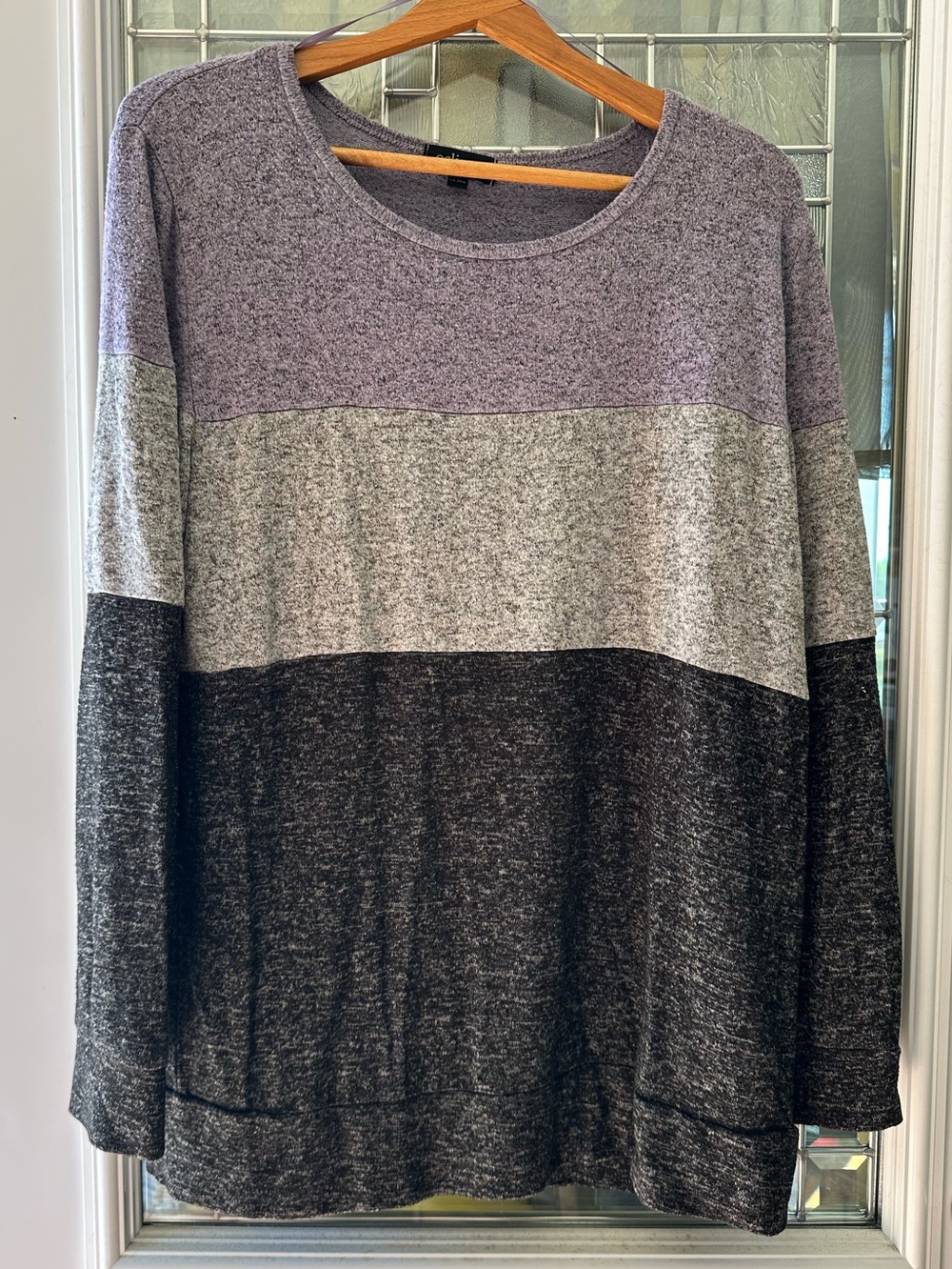 Eclipse Colorblock Crewneck Sweater - Lavender, Light Gray, Charcoal